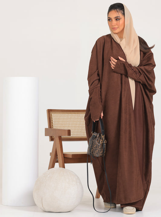 N008 - Brown  cuffed sleeves abaya