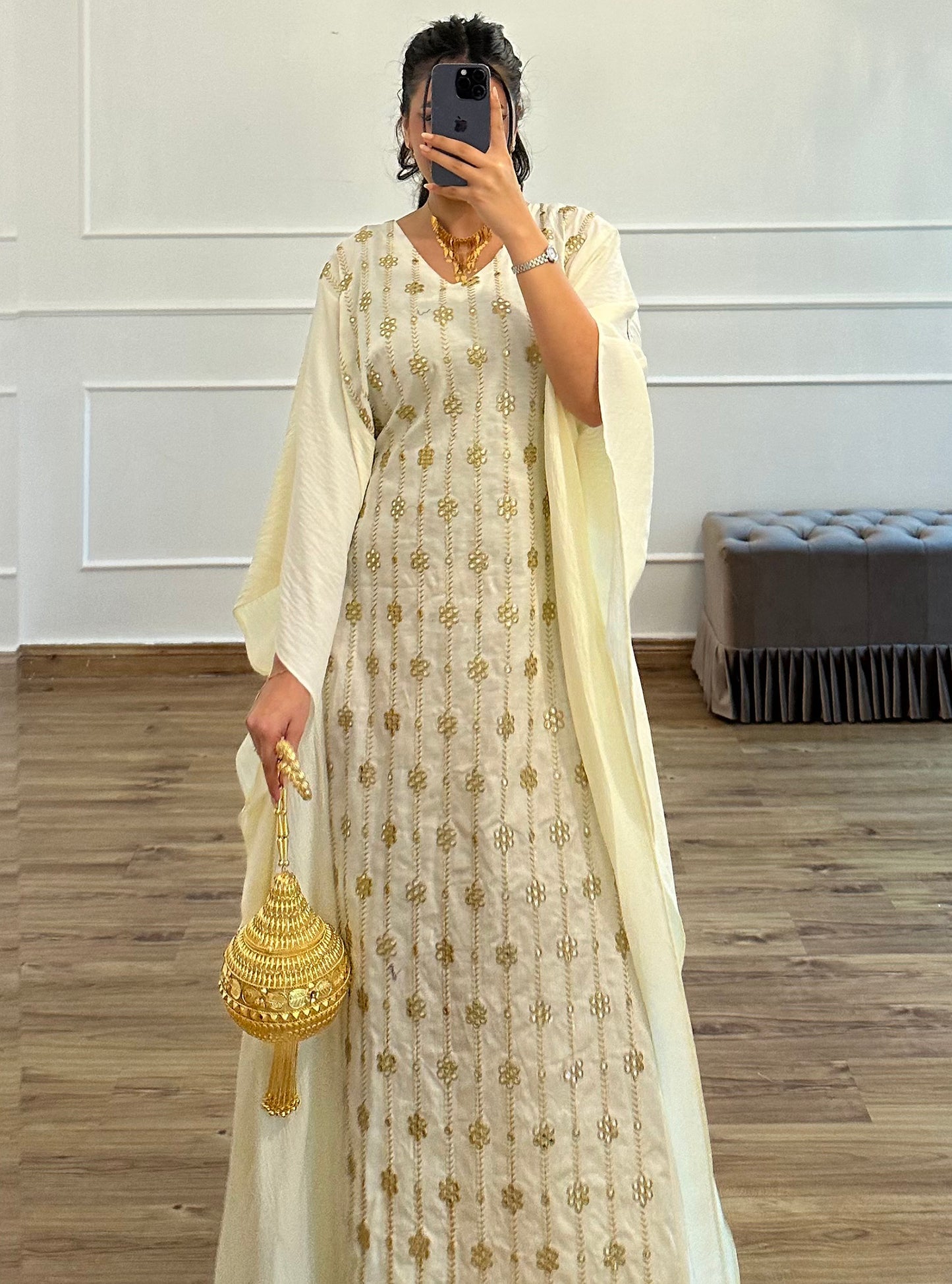 N035 - Off white linen kaftan