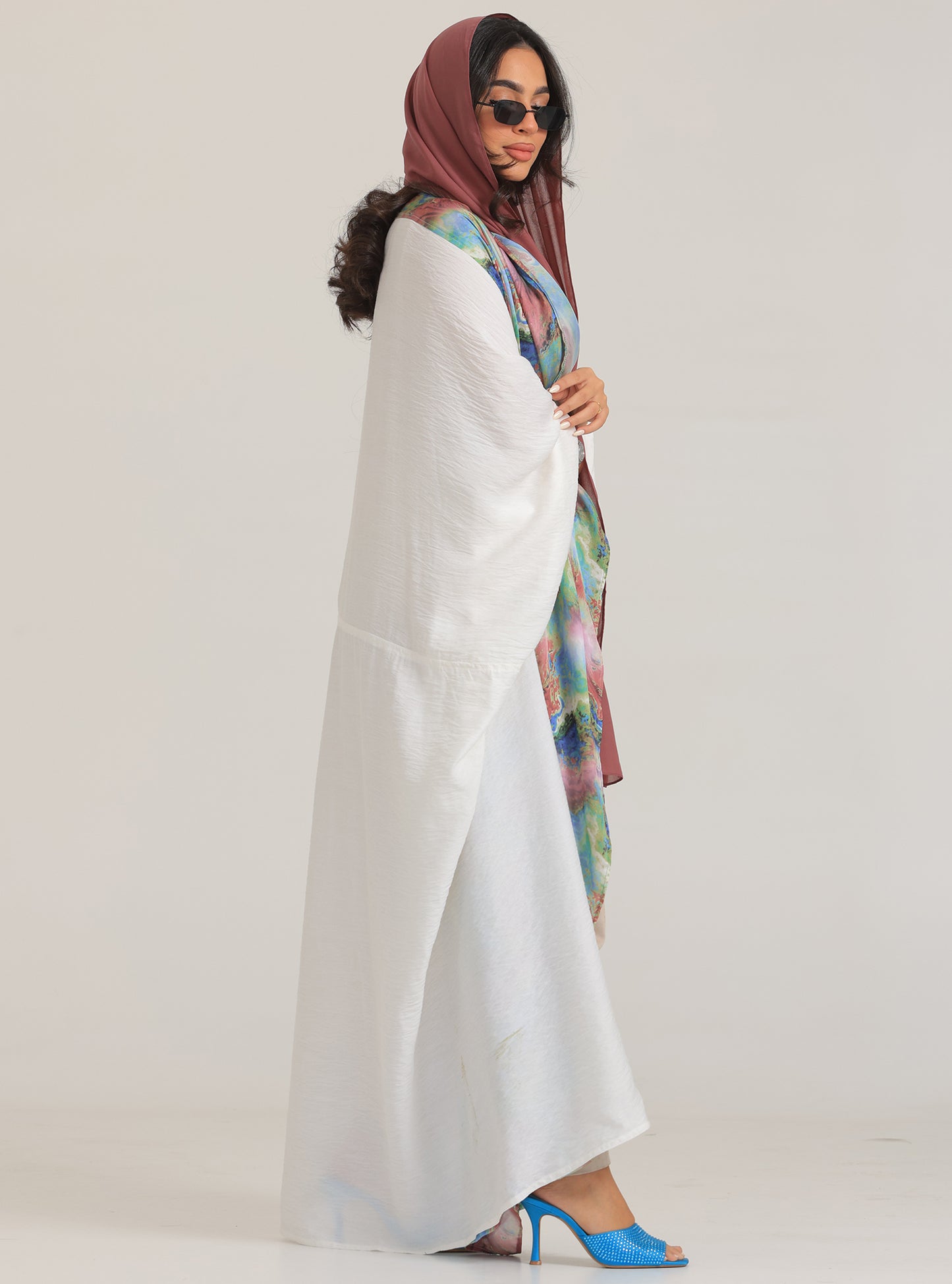 N029 - Linen abaya with tie die silk touch