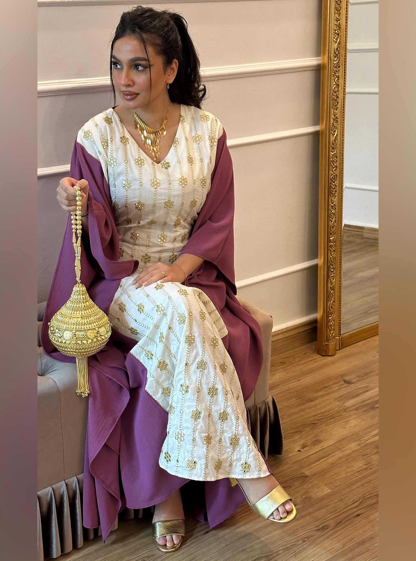 N036 -  Purple linen kaftan