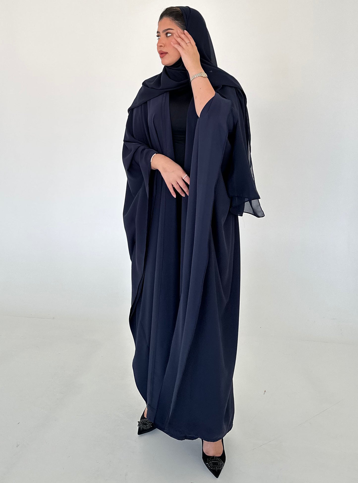 N059 - Navy butterfly abaya