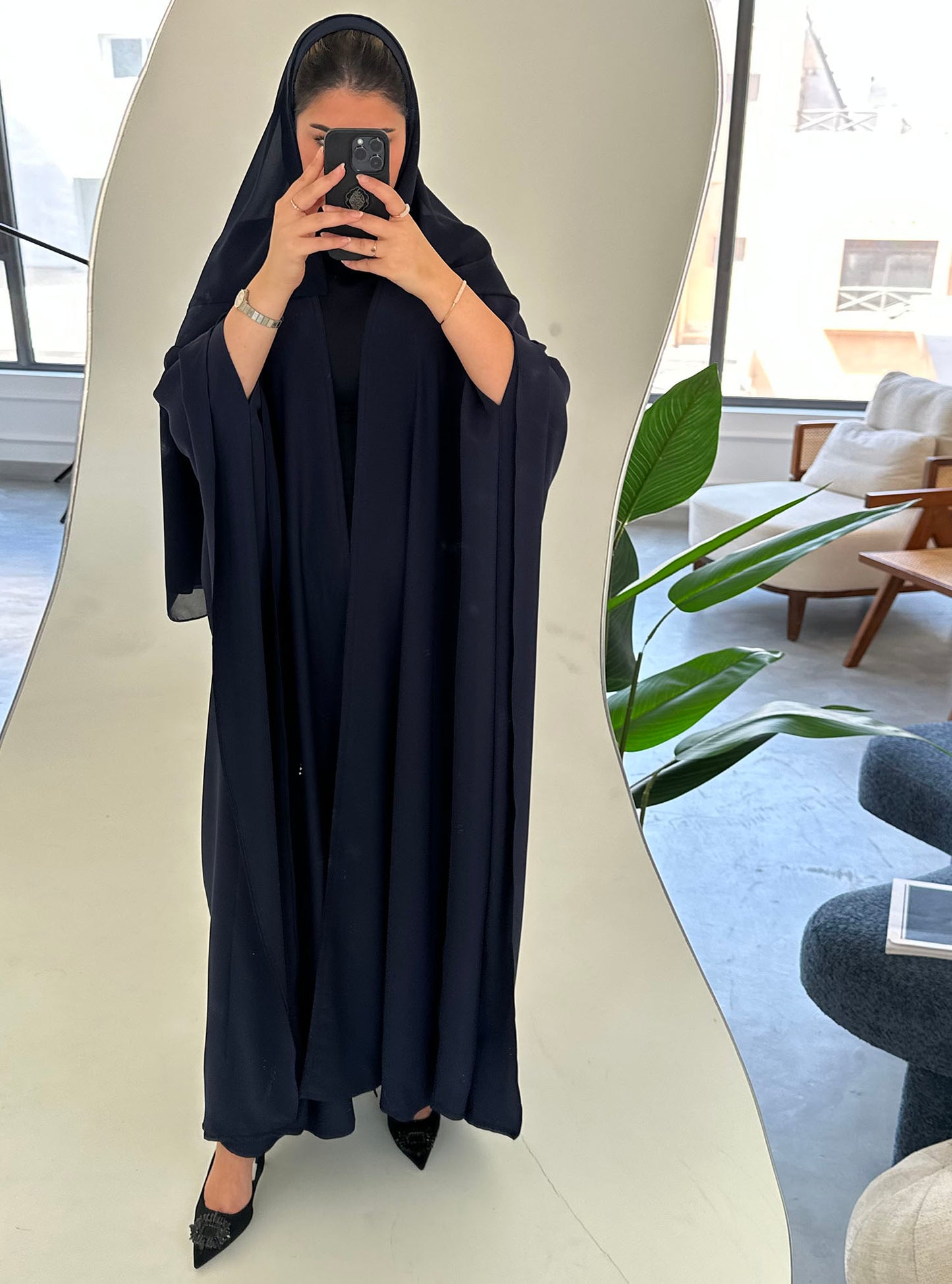 N059 - Navy butterfly abaya
