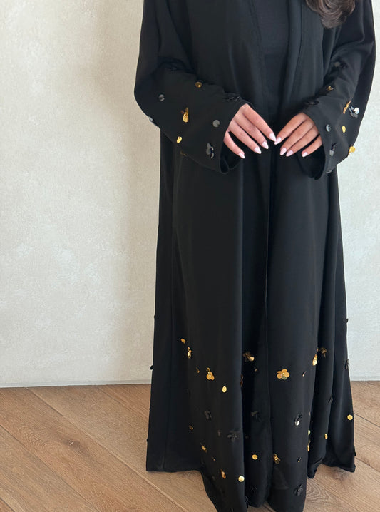 N049 - Floral accent abaya