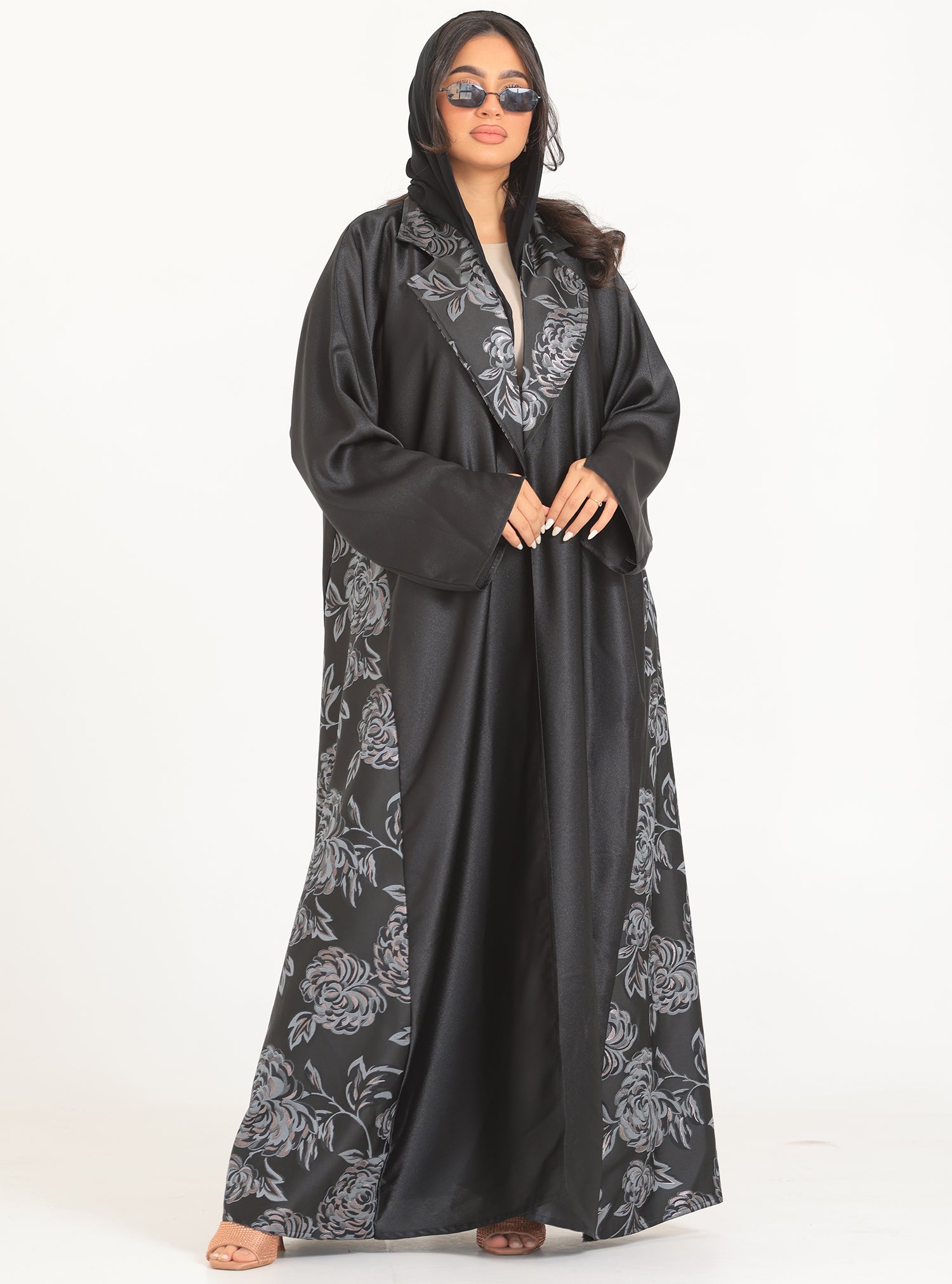 N030 - Occasions floral jacquard abaya
