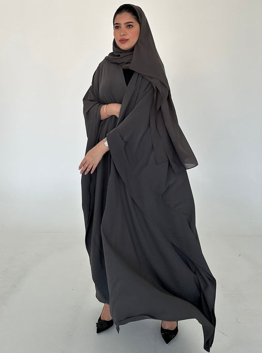 N058 - Grey butterfly abaya