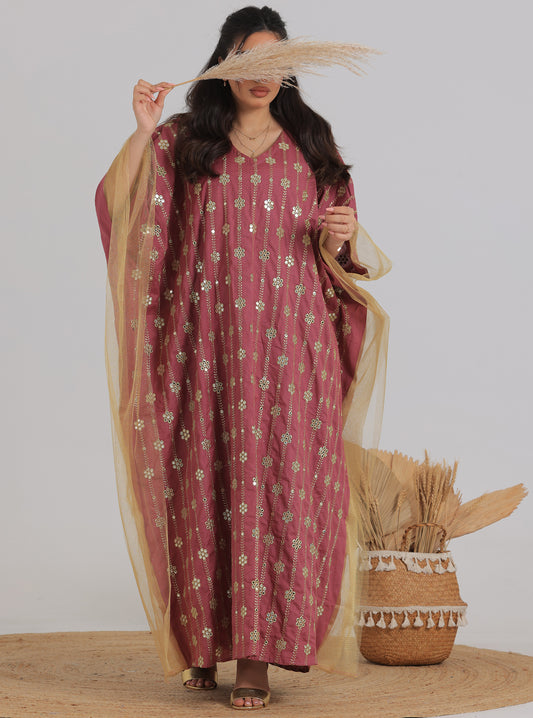 N012 - Pink embroidered jalabiya