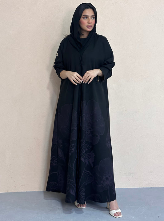 N080 - Classy floral print abaya