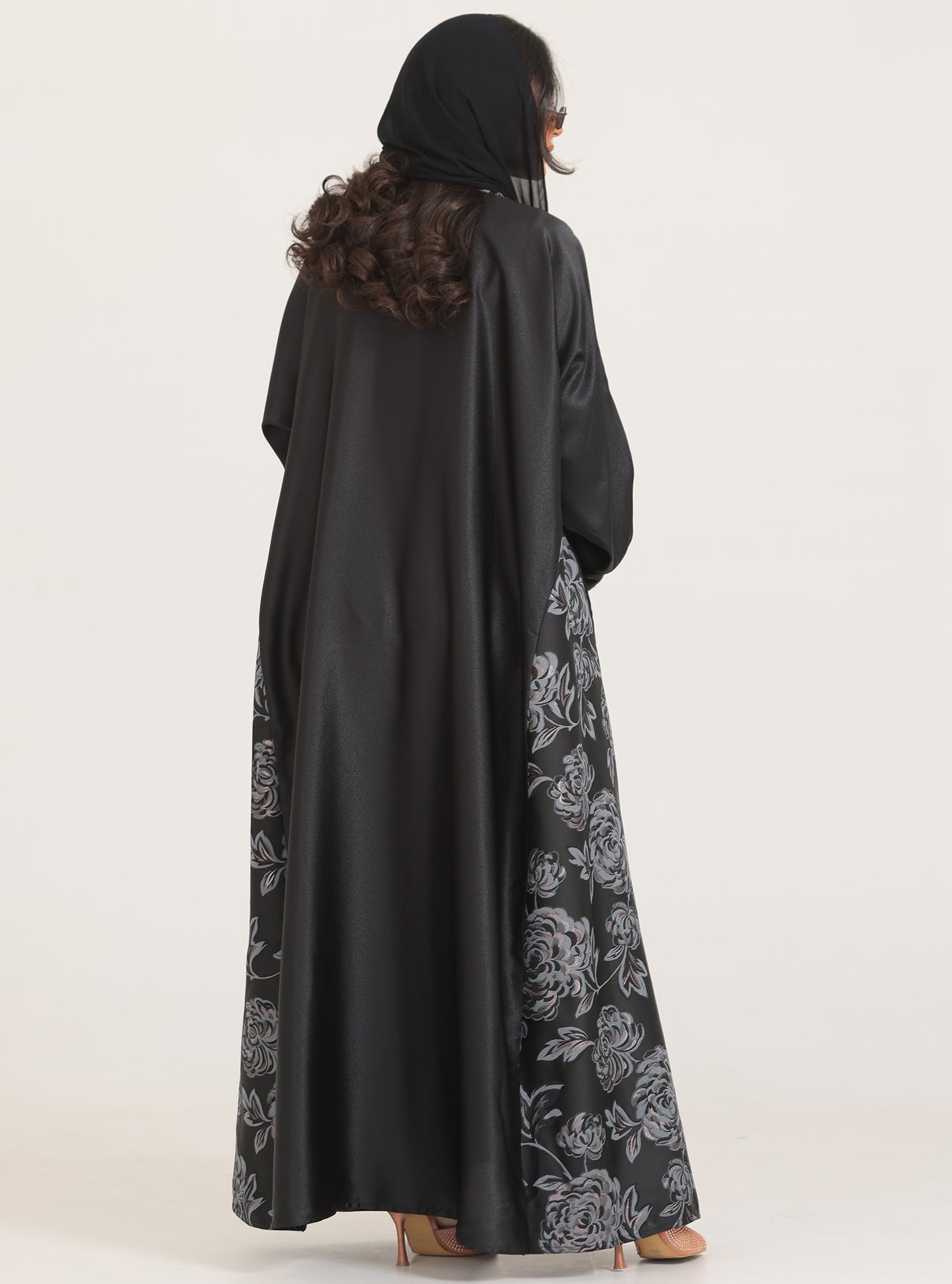 N030 - Occasions floral jacquard abaya