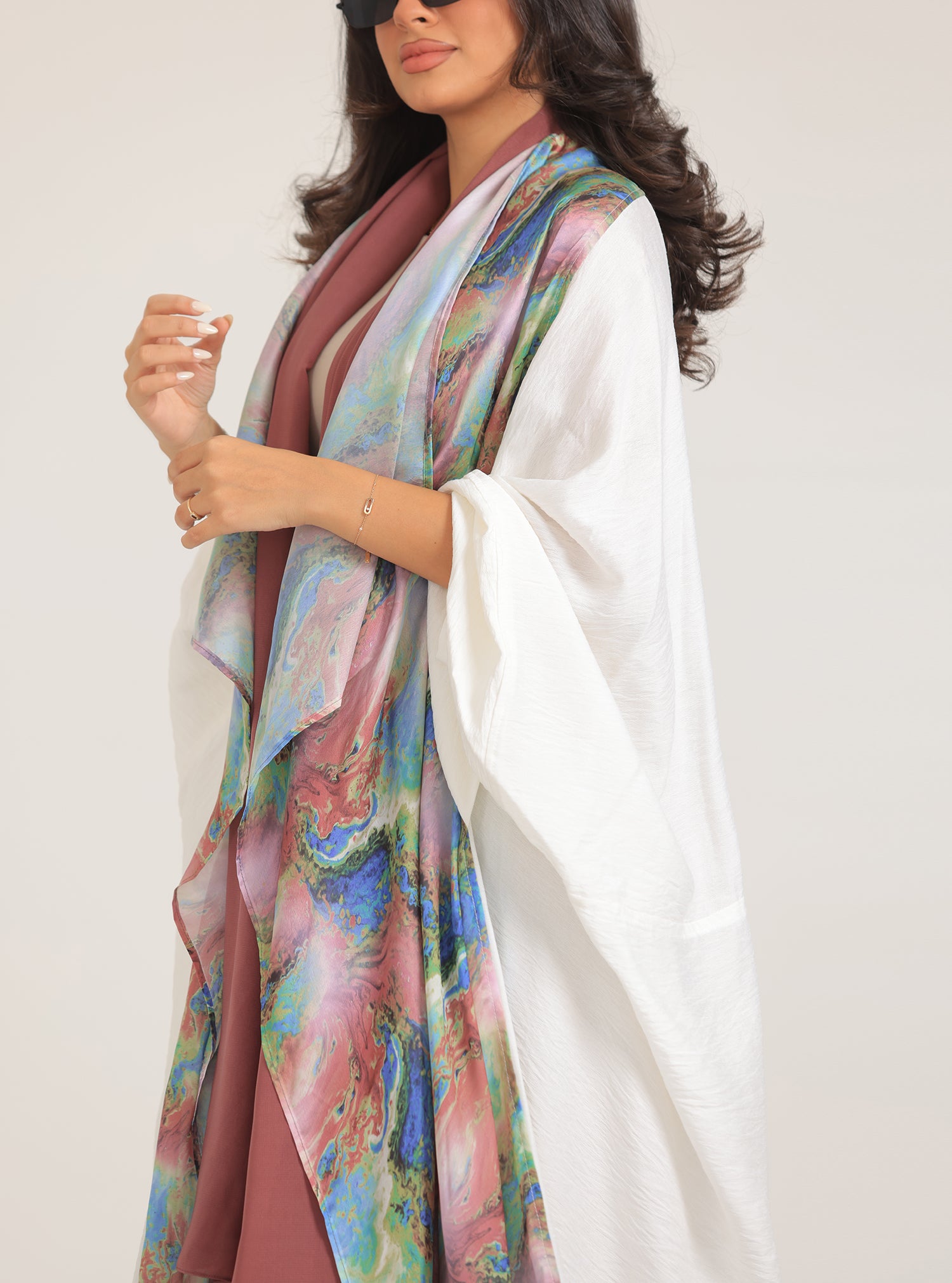 N029 - Linen abaya with tie die silk touch