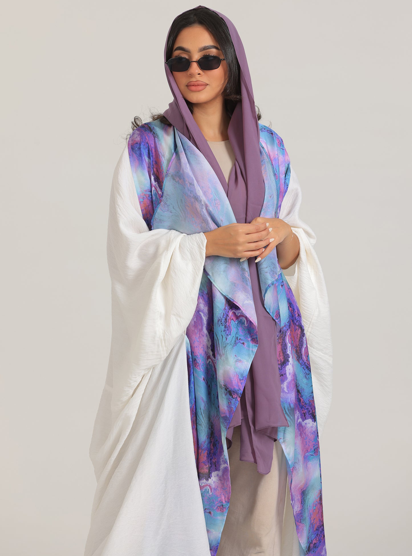 N028 - Linen abaya with tie die silk touch