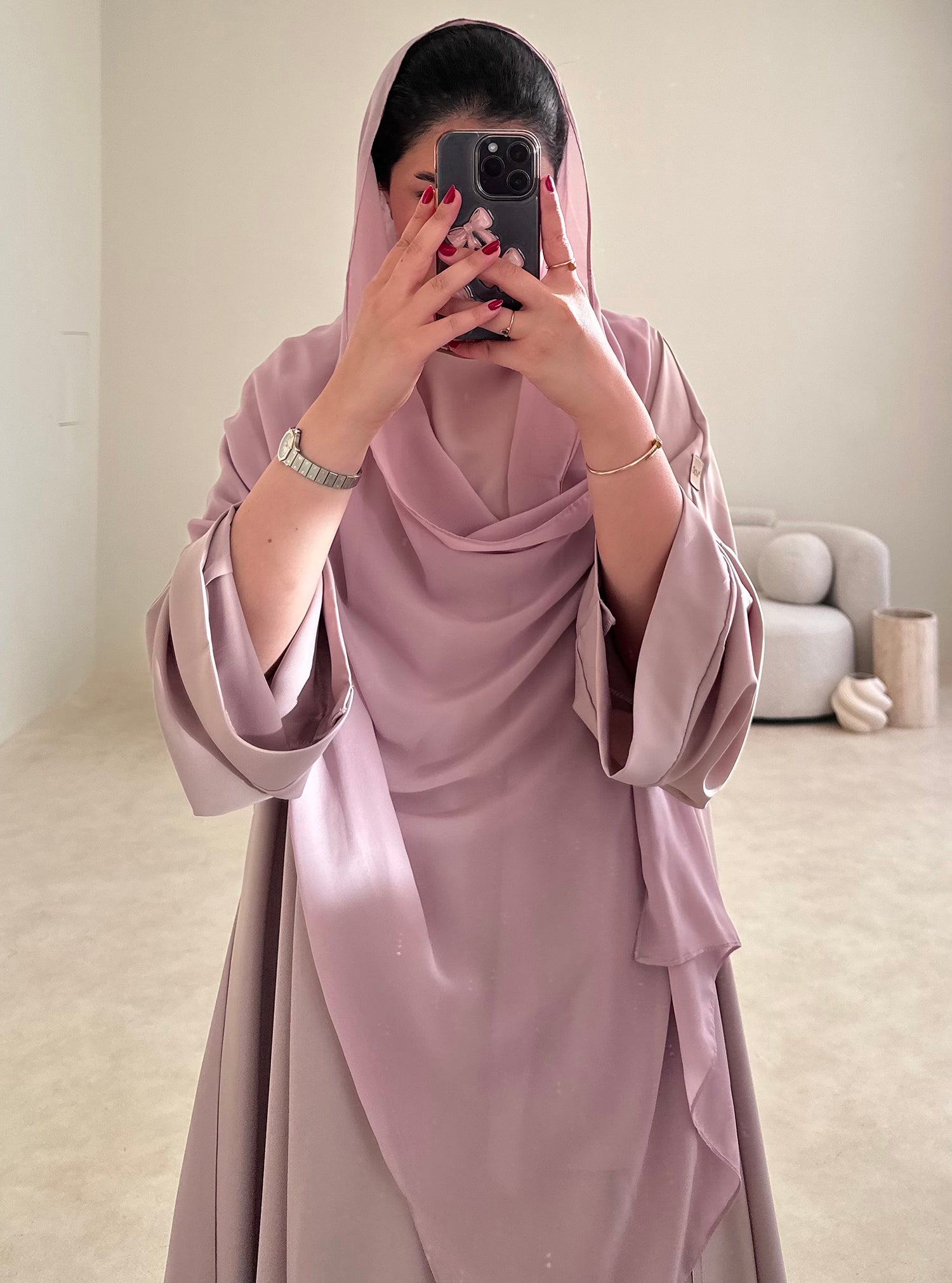 N083 - Pink abaya set