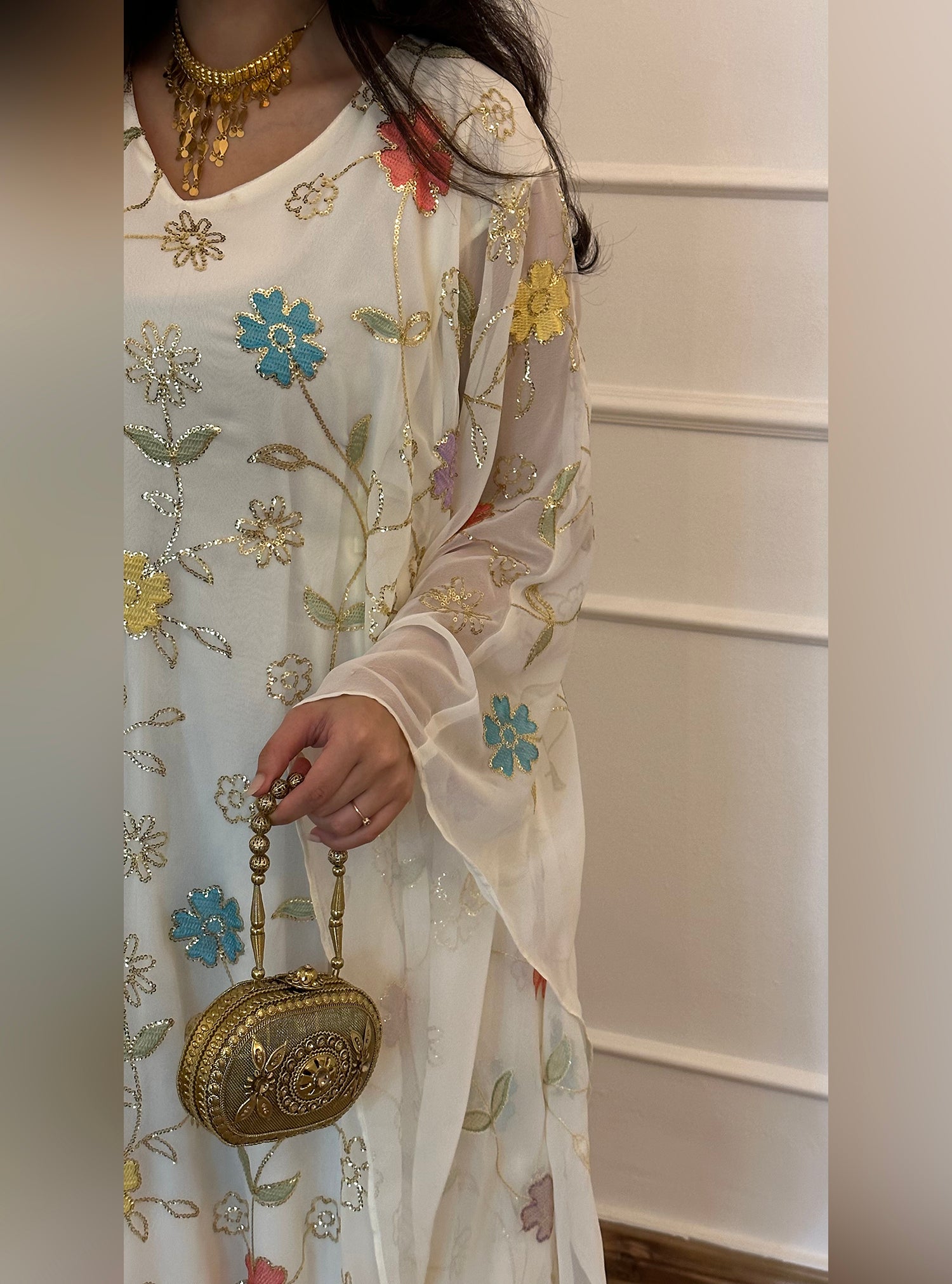 N038 -  Floral chiffon kaftan